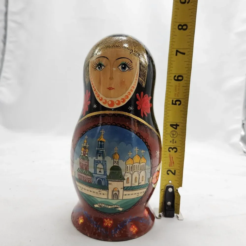 HAND PAINTED Russian Nesting Dolls Three‎ layers *DOG CHEWED